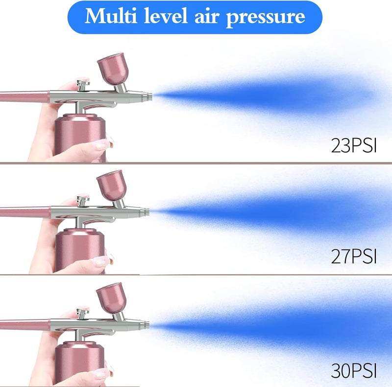 crpen Airbrush Kit Rechargeable Cordless Airbrush Compressor Portable Handheld Airbrush Air Brush for Model Painting,Nail Art,Cake decoration,Makeup, Barber,Tattoo (Pink) - Image 3